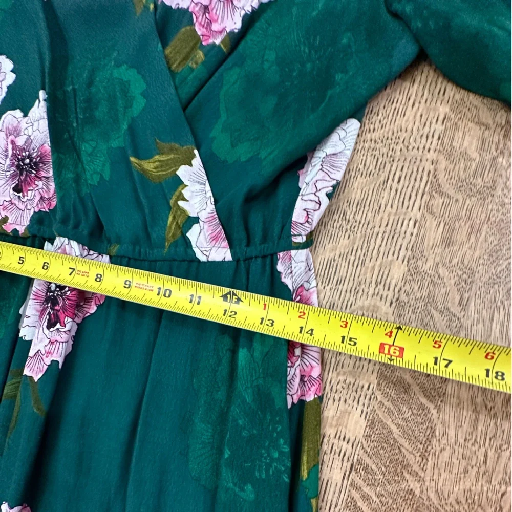 Aleah Dress Plenty by Tracy Reese Anthropologie Floral Faux Wrap Green medium - Picture 13 of 16